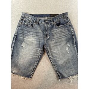 TK Axel Waller Mens Straight Denim Shorts Size 36 Blue Distressed Frayed 1163